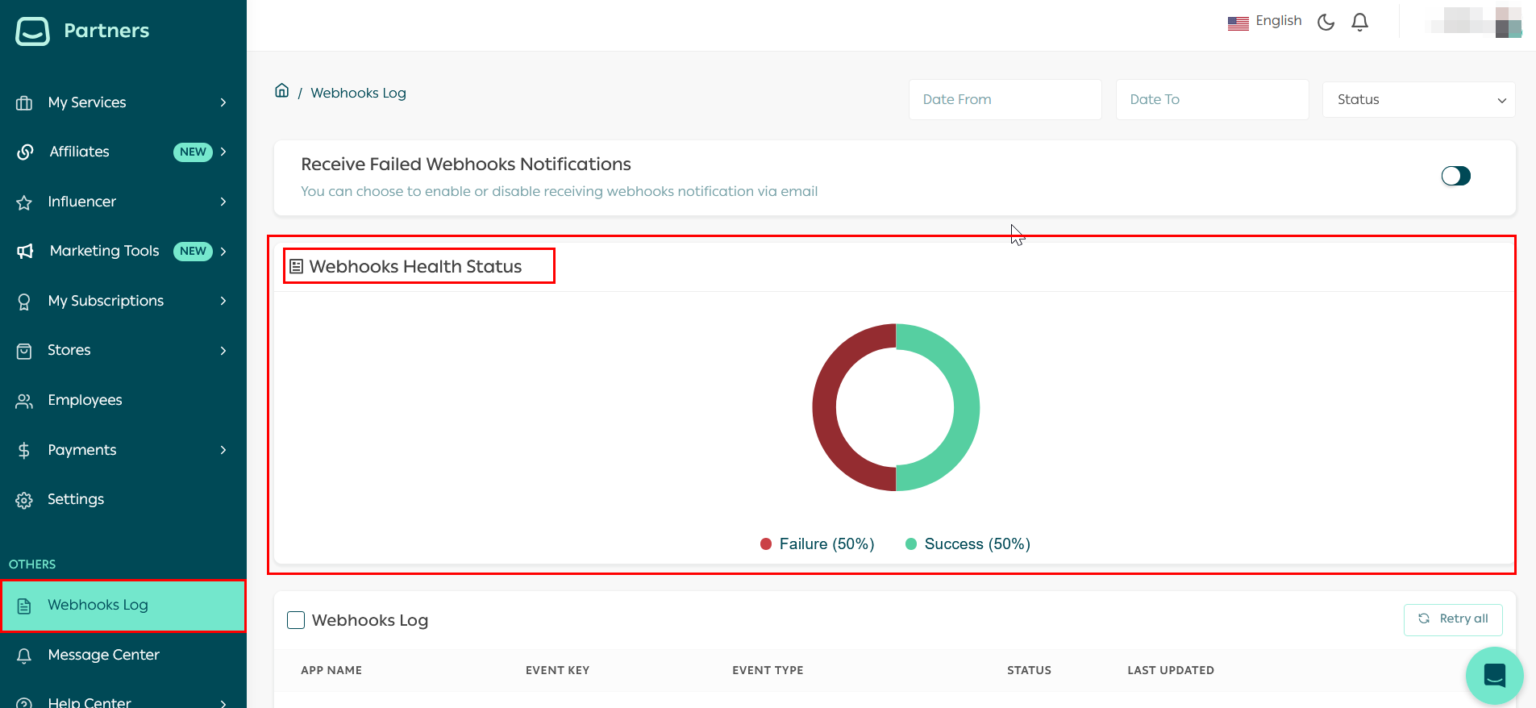 The New Salla Apps Webhooks Log - Salla Developers