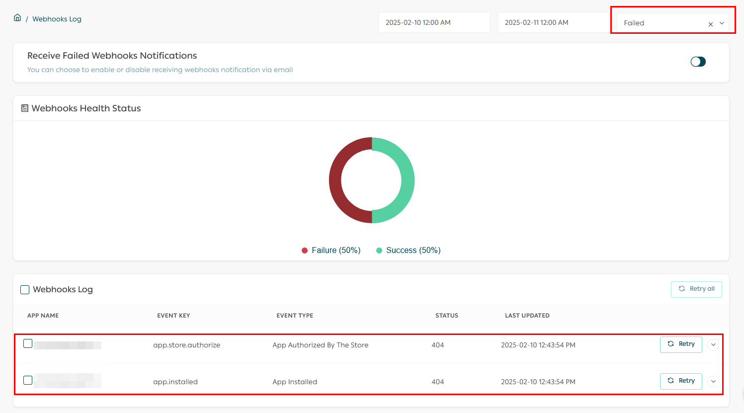 The New Salla Apps Webhooks Log - Salla Developers