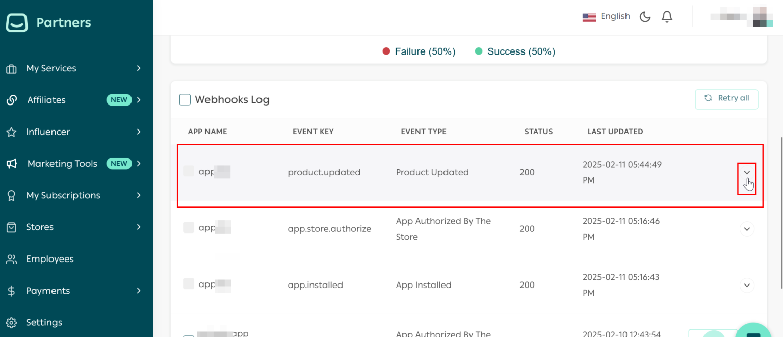 The New Salla Apps Webhooks Log - Salla Developers