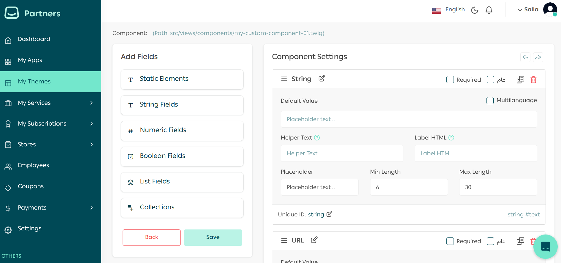 Settings Page Details